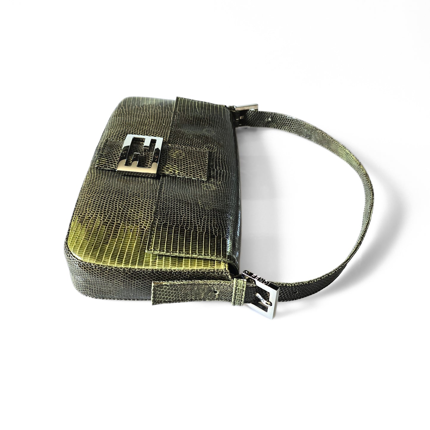 Fendi Baguette Green Ombre Exotic Lizard Leather