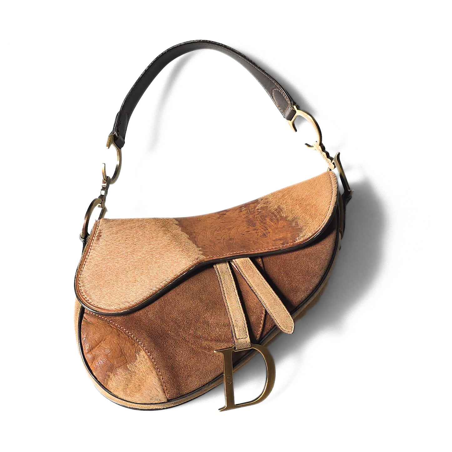 Dior Saddle Bag Ombre Pony-Hair Embossed