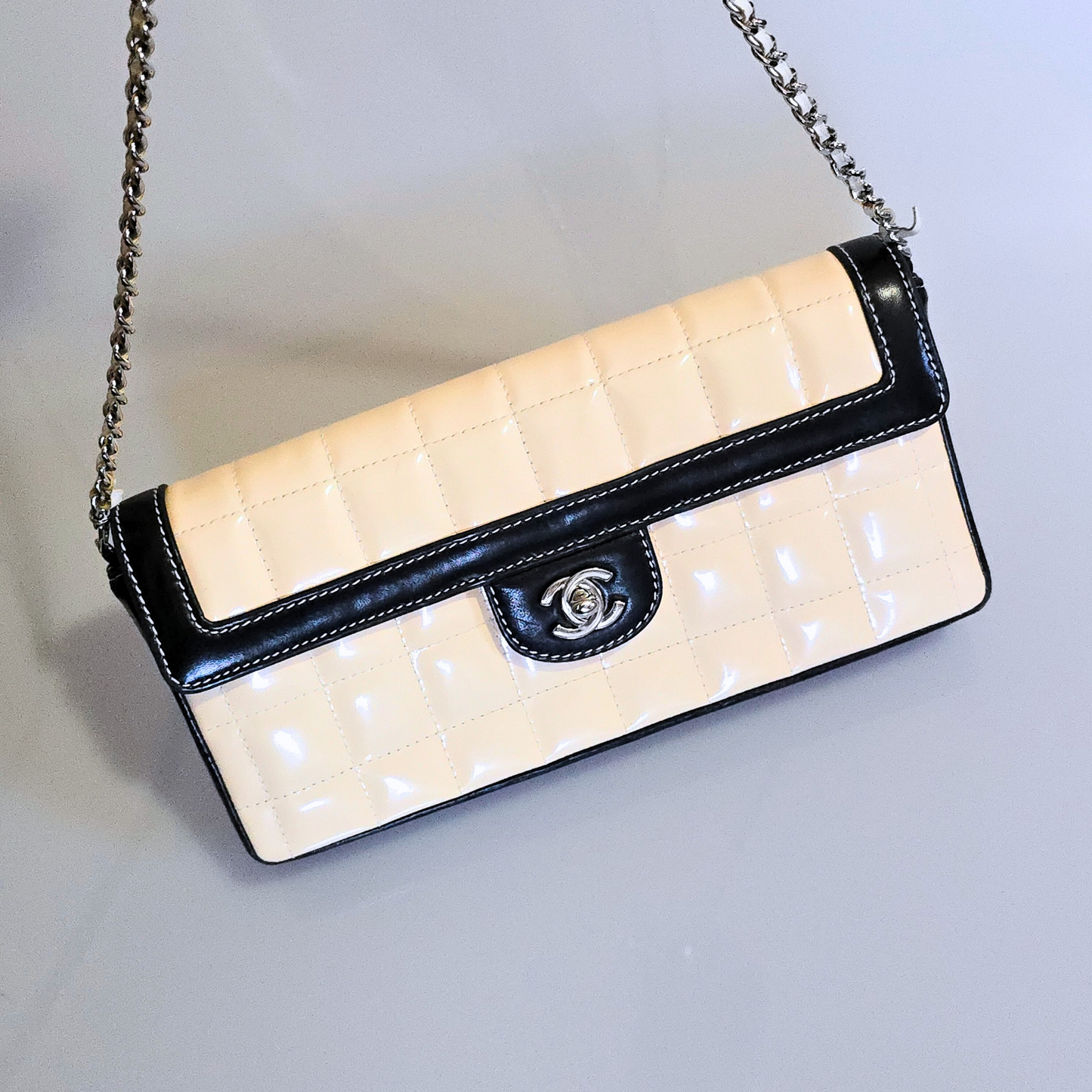 Chanel East West Two-Toned Chocolate Bar Bag