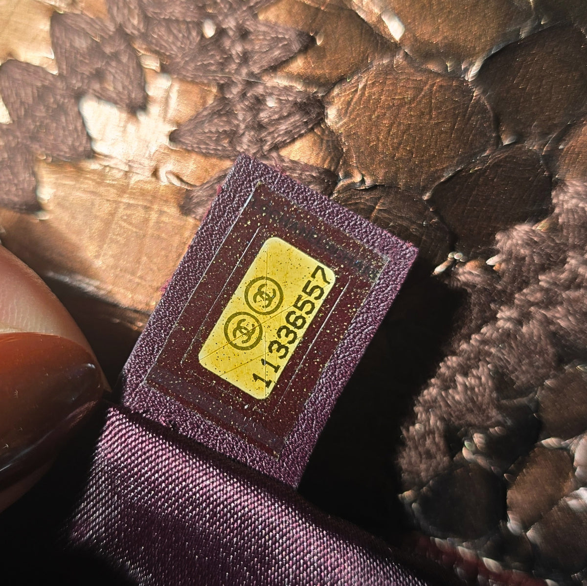 Chanel Single Flap Soft Crochet Bronze Metallic Python