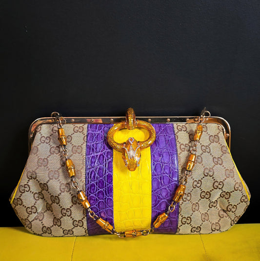 Gucci by Tom Ford Limited Edition Serpent Frame Bag with Alligator Trim