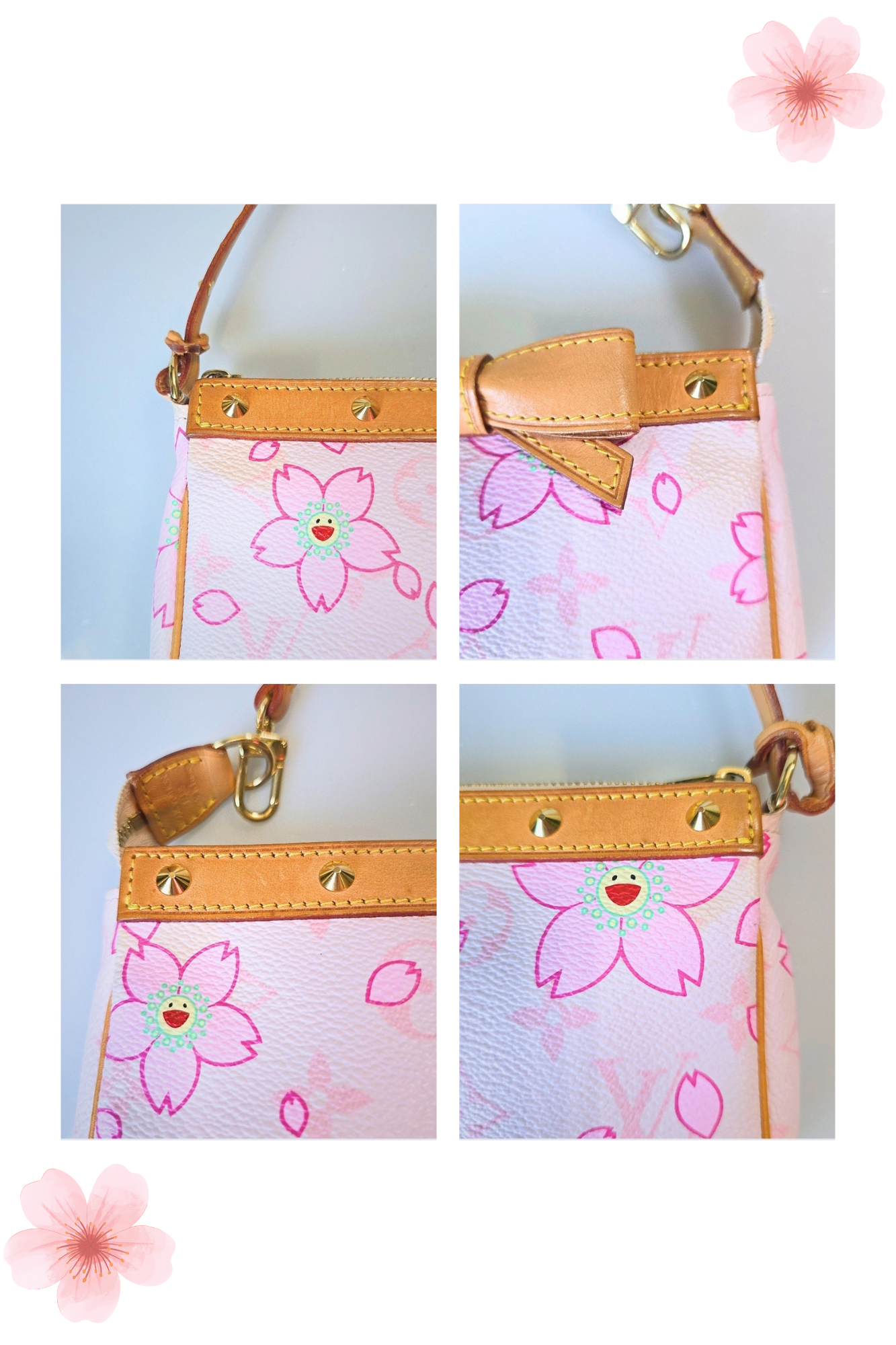 Louis Vuitton Limited Edition Takashi Murakami Cherry Blossom Pochette Sakura Pink