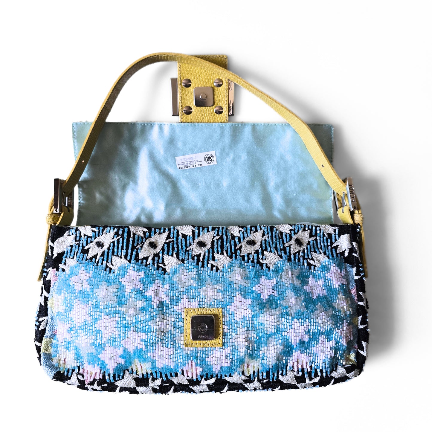 Fendi Baguette Baby Blue Beaded Abstract Embroidery