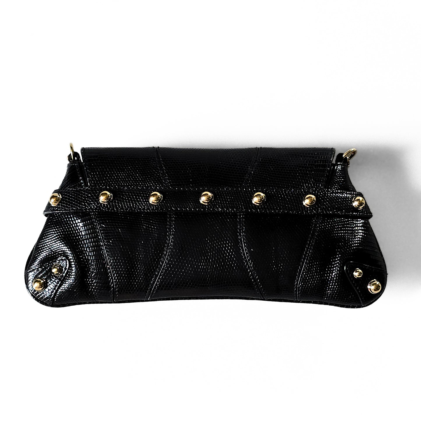 Gucci Horsebit Clutch Lizard Leather Crystal Hardware