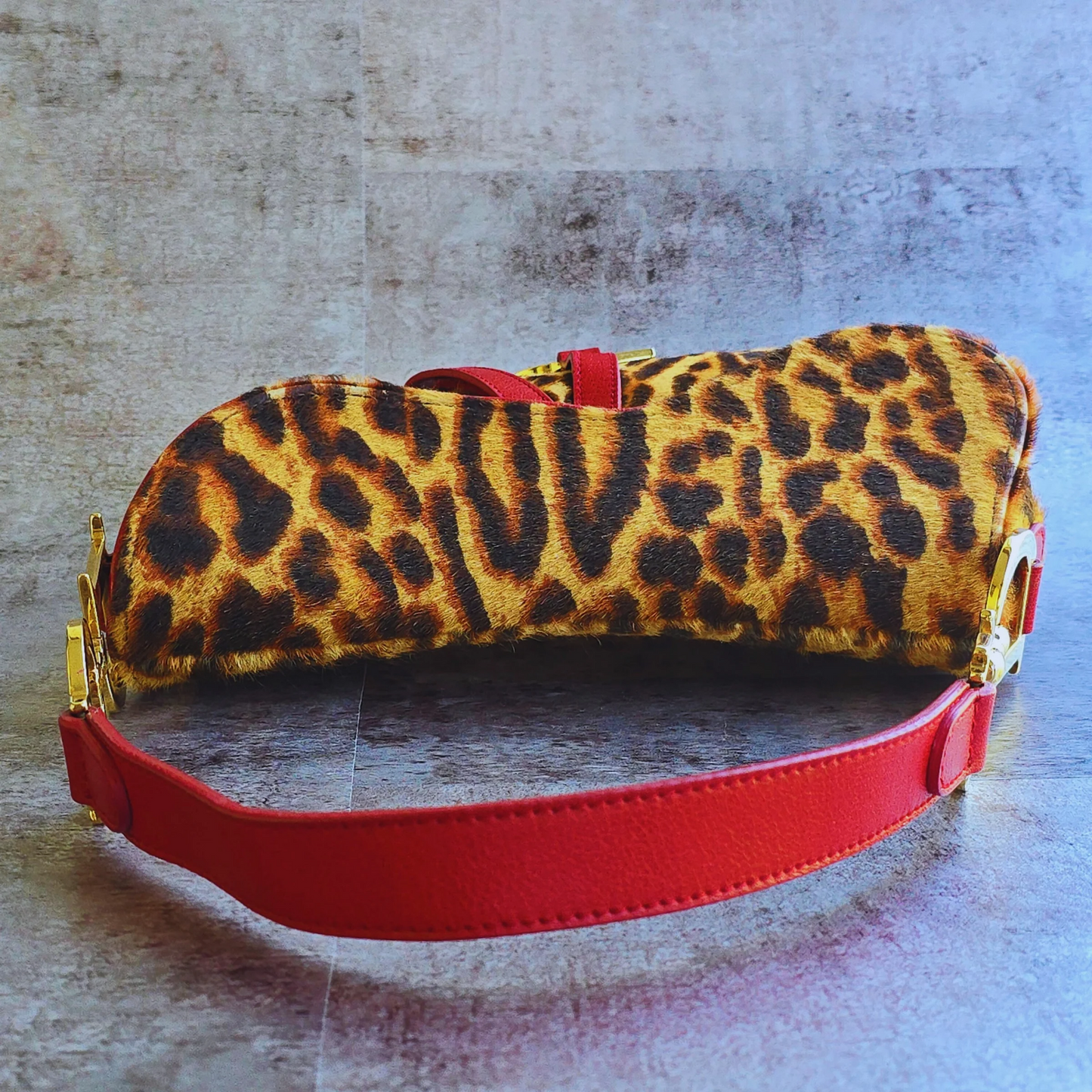 Dior Leopard Pony Hair Saddle Bag