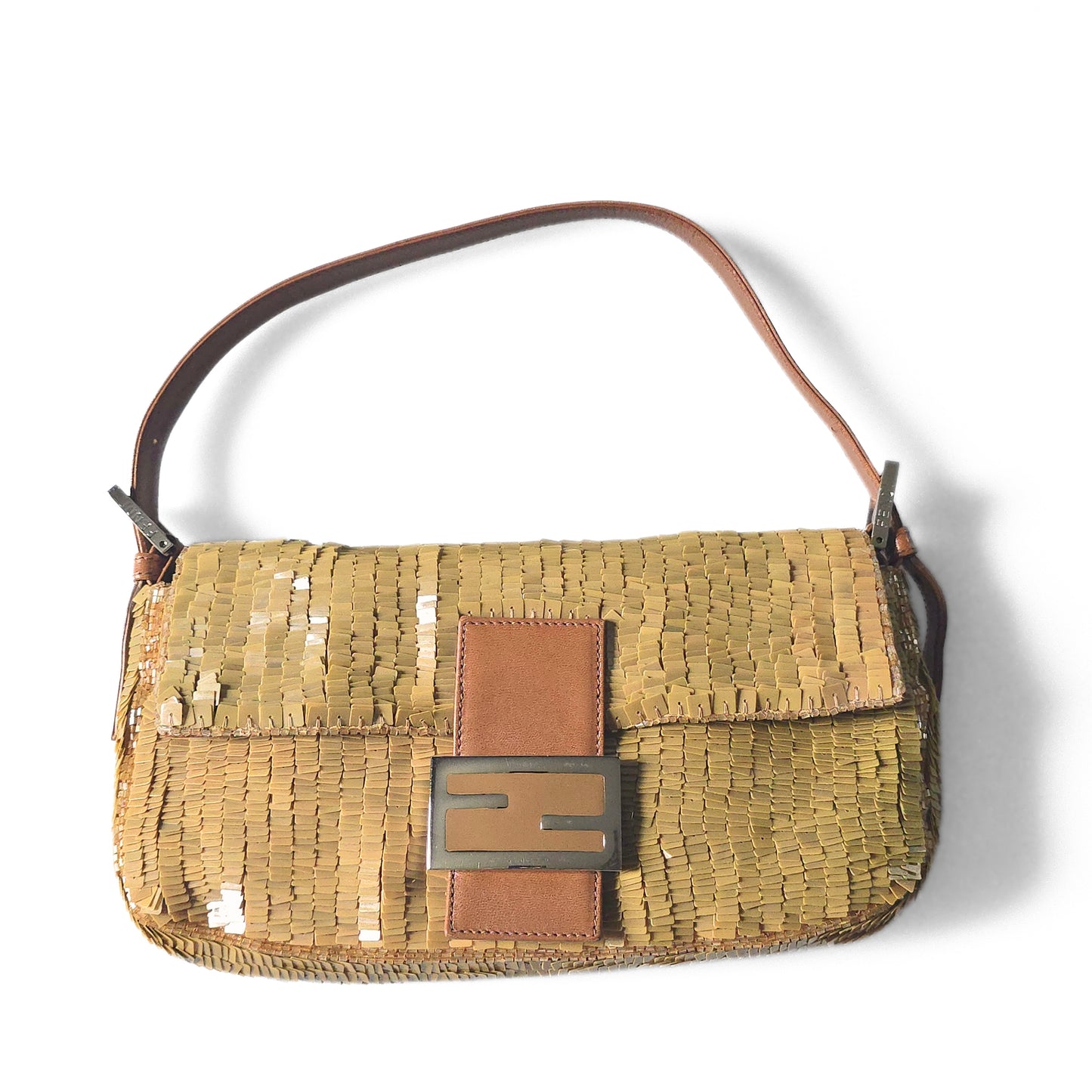 Fendi Baguette Caramel Brown Sequins