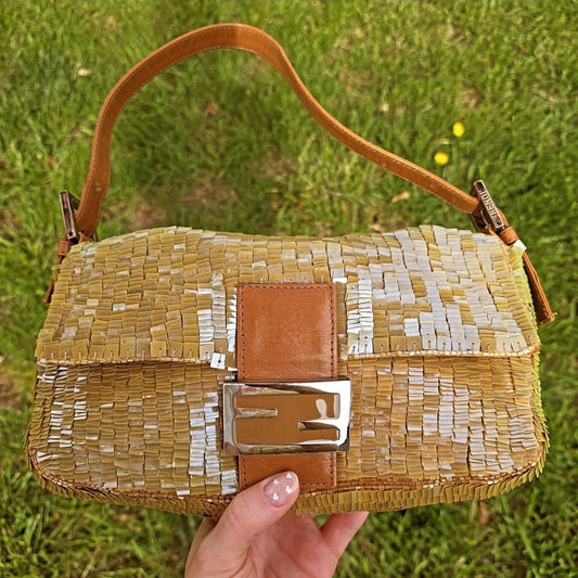 Fendi Sequin Baguette Warm Beige/Tan