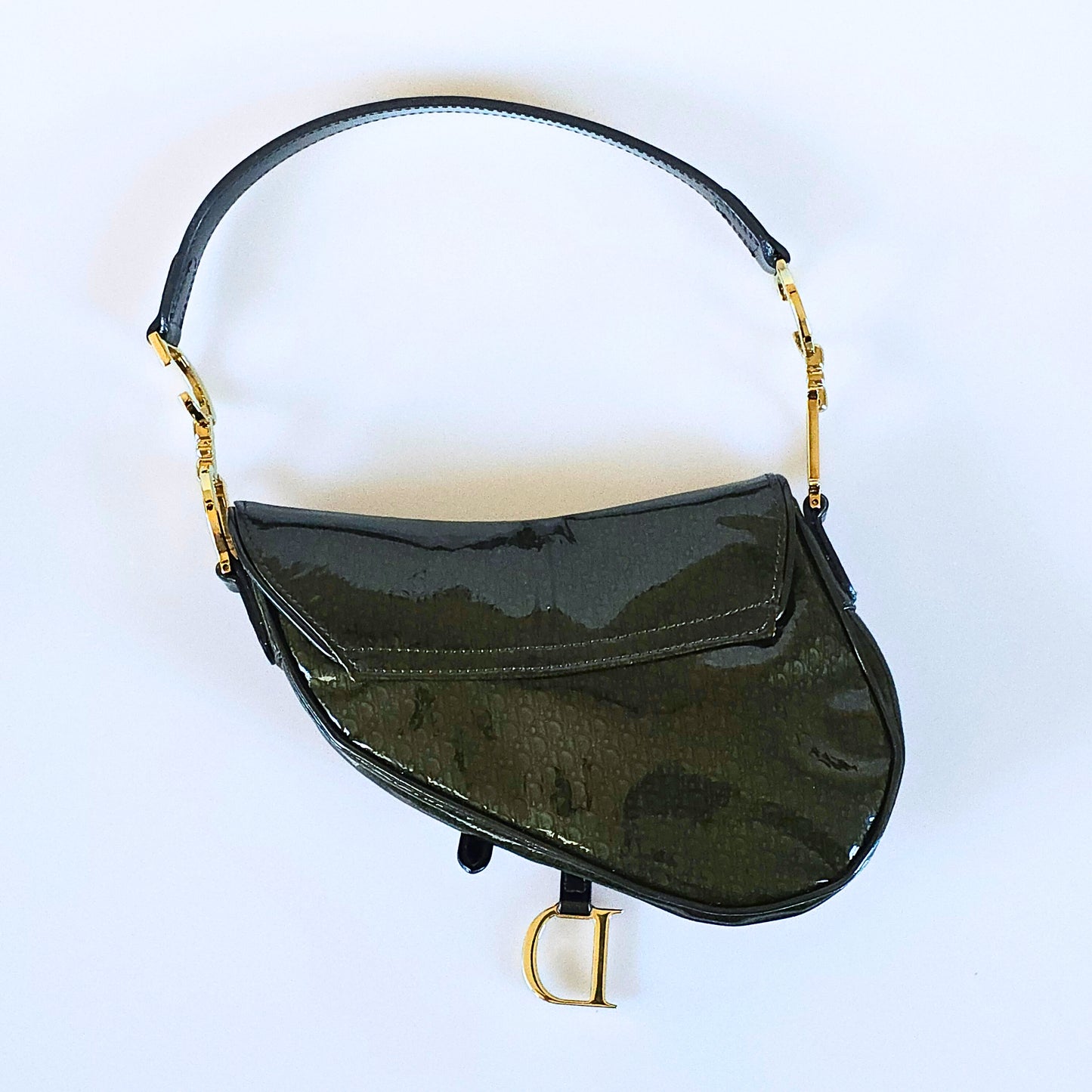 Dior Mini Saddle Diorissimo Patent Leather Green