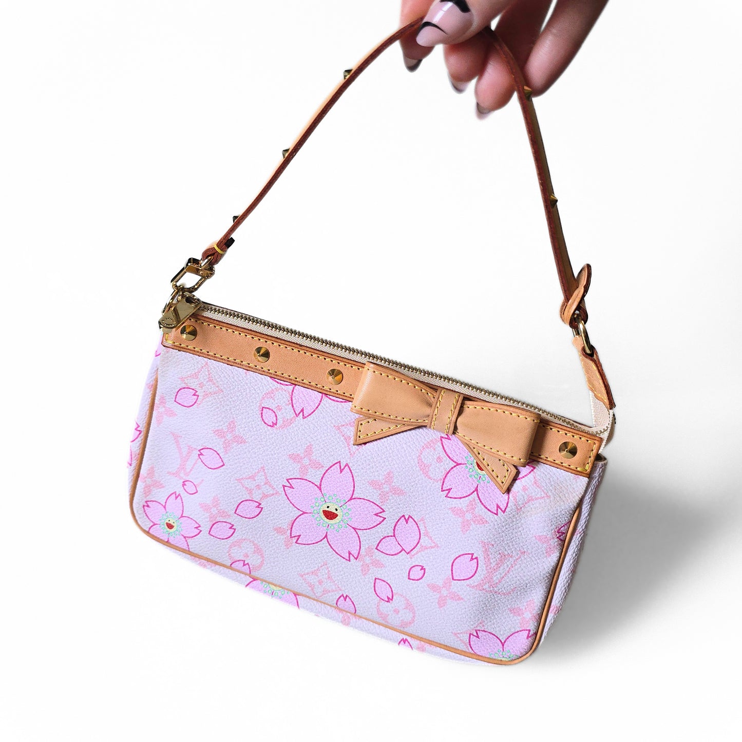 Louis Vuitton Limited Edition Takashi Murakami Cherry Blossom Pochette Pink