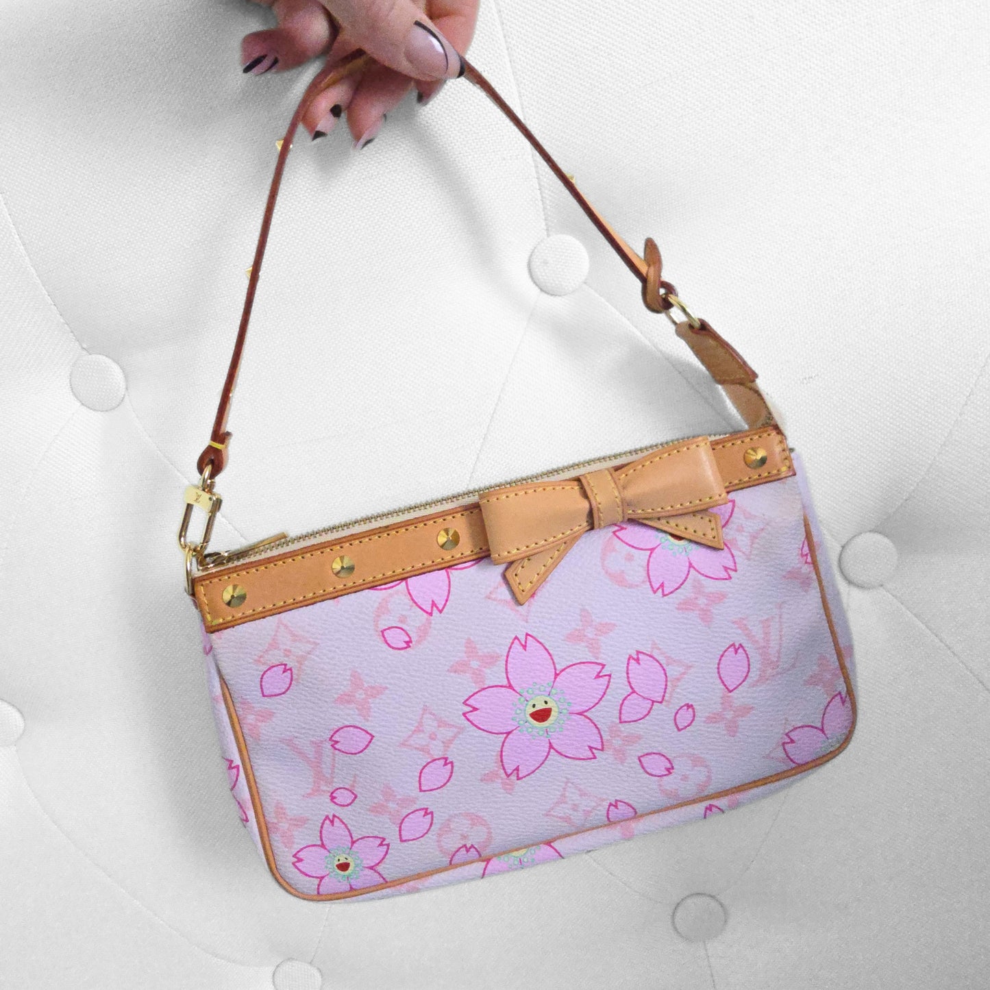 Louis Vuitton Limited Edition Takashi Murakami Cherry Blossom Pochette Pink