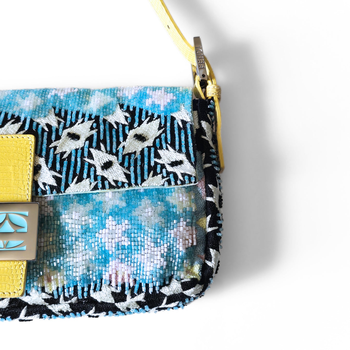 Fendi Baguette Baby Blue Beaded Abstract Embroidery
