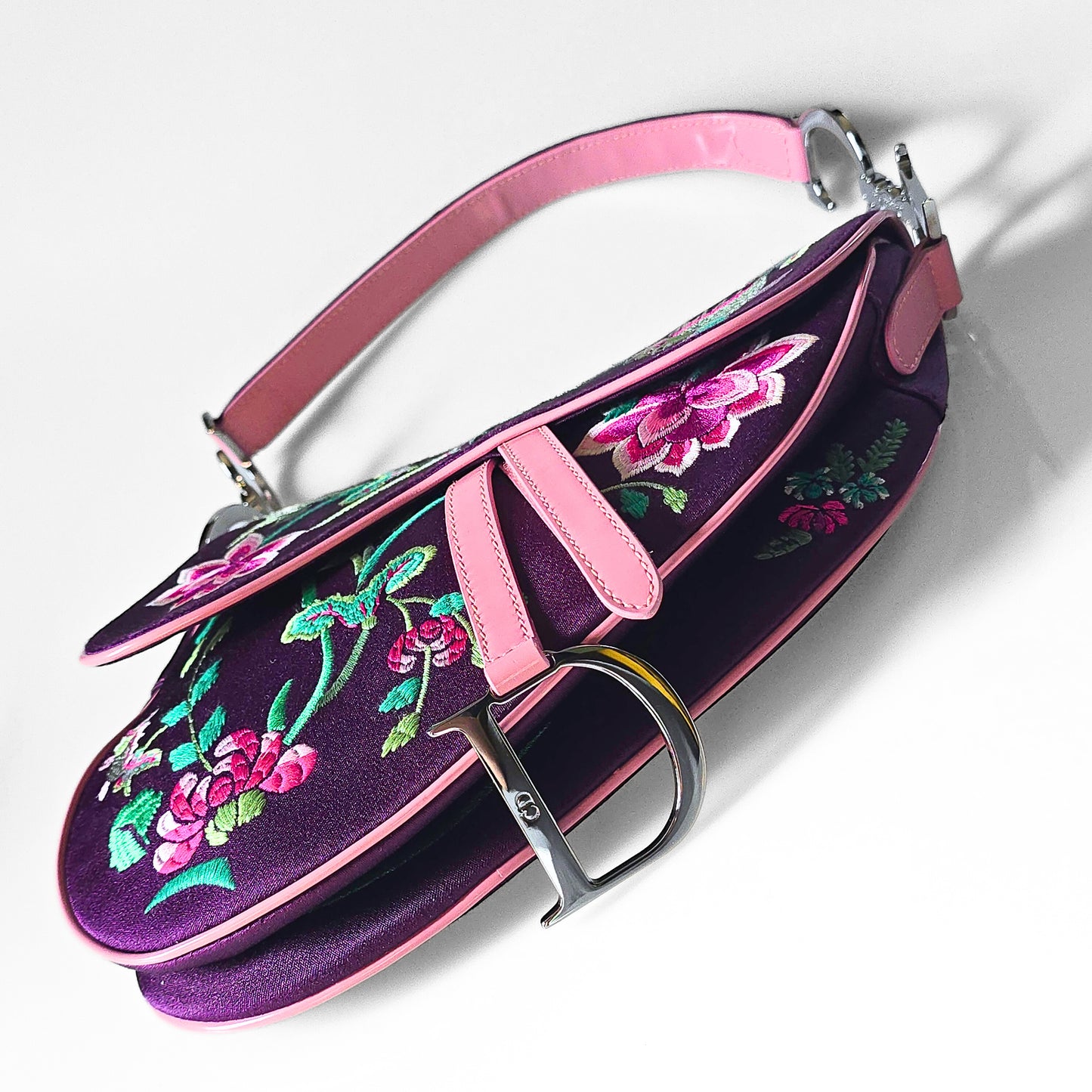 Dior Limited Edition Koi Fish Saddle Bag Purple Satin