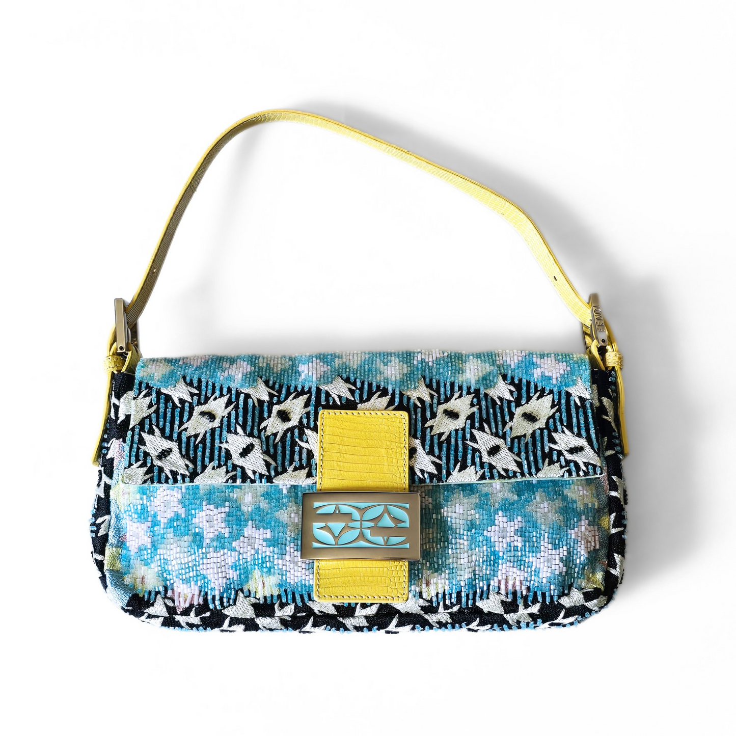 Fendi Baguette Baby Blue Beaded Abstract Embroidery