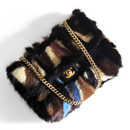 Chanel Mink Patchwork Arm Candy Single Flap Bag GHW Medium