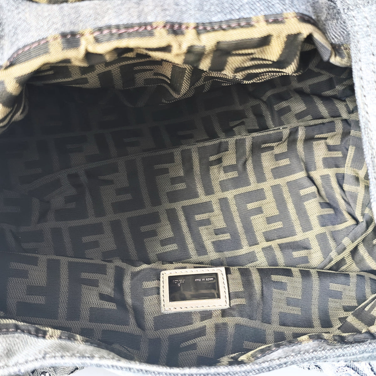 Fendi Limited Edition Denim Spy Bag Embroidered Rhinestone Squirrels