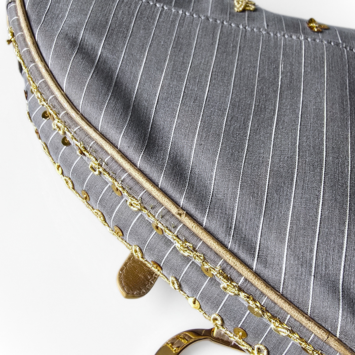 Dior Saddle Bag Limited Edition Pinstripe Sequin Embroidered