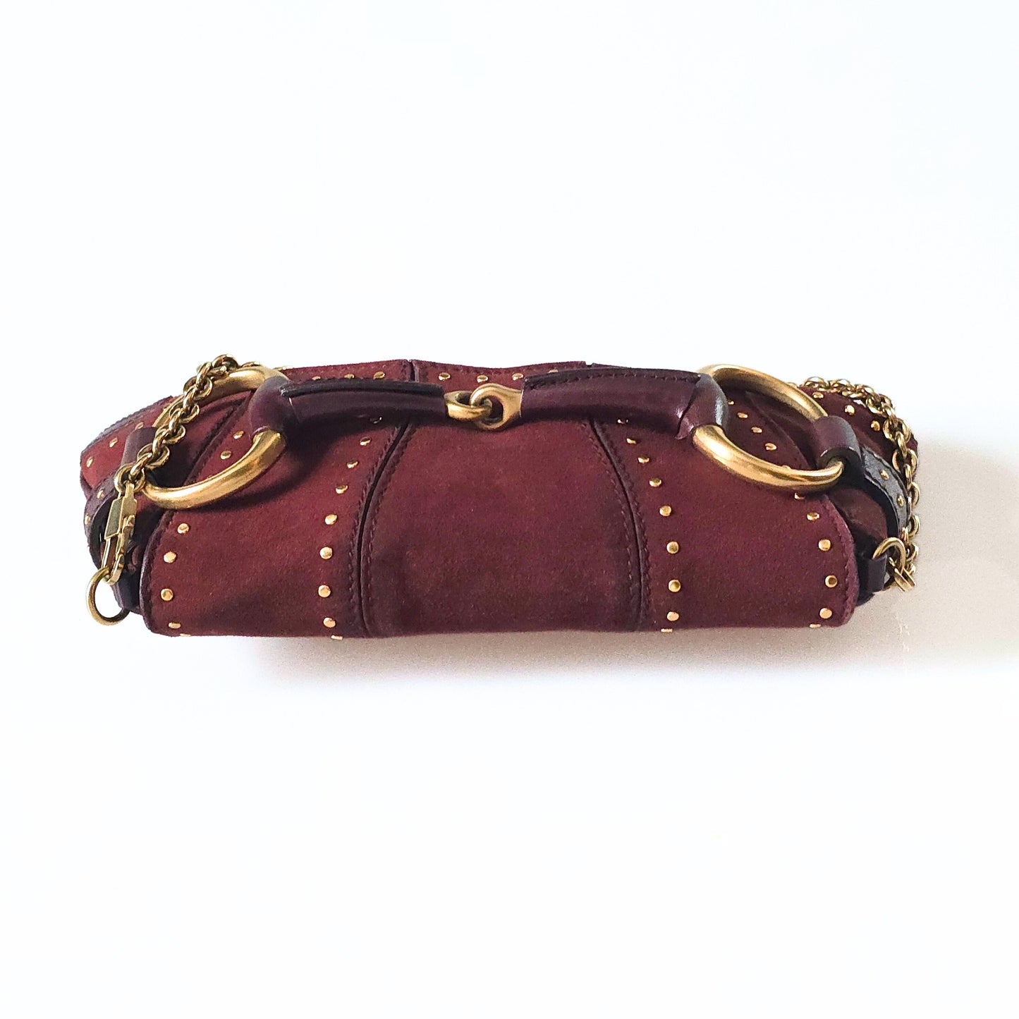 Gucci Horsebit Clutch Tom Ford Era Burgundy Suede Studded