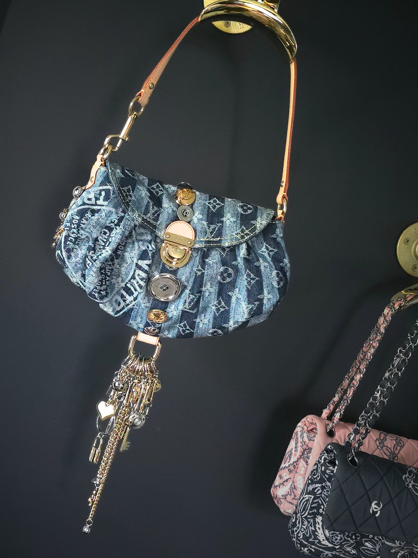 Louis Vuitton Limited Edition 2006 Mini Pleaty Denim Raye with Charms