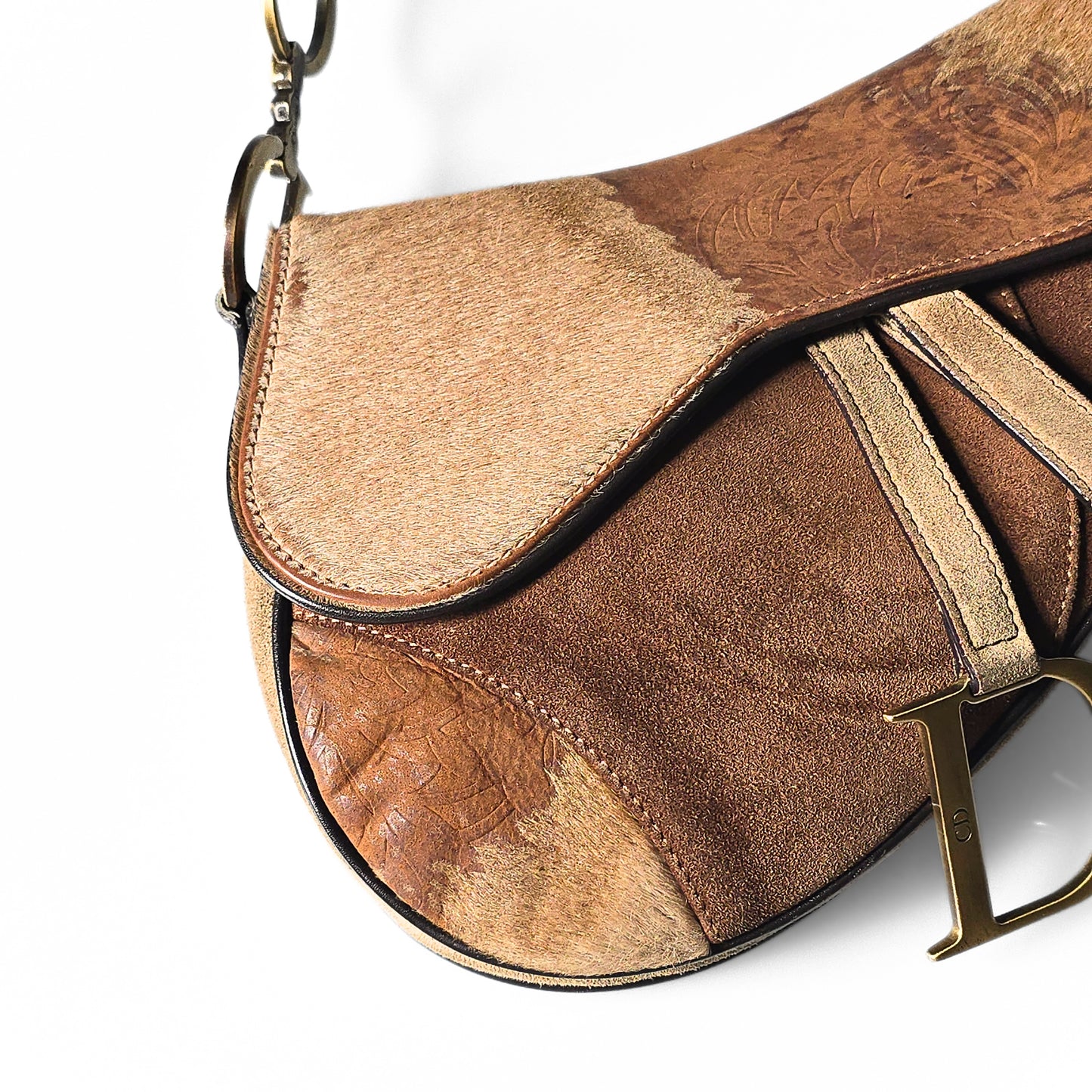 Dior Saddle Bag Ombre Pony-Hair Embossed
