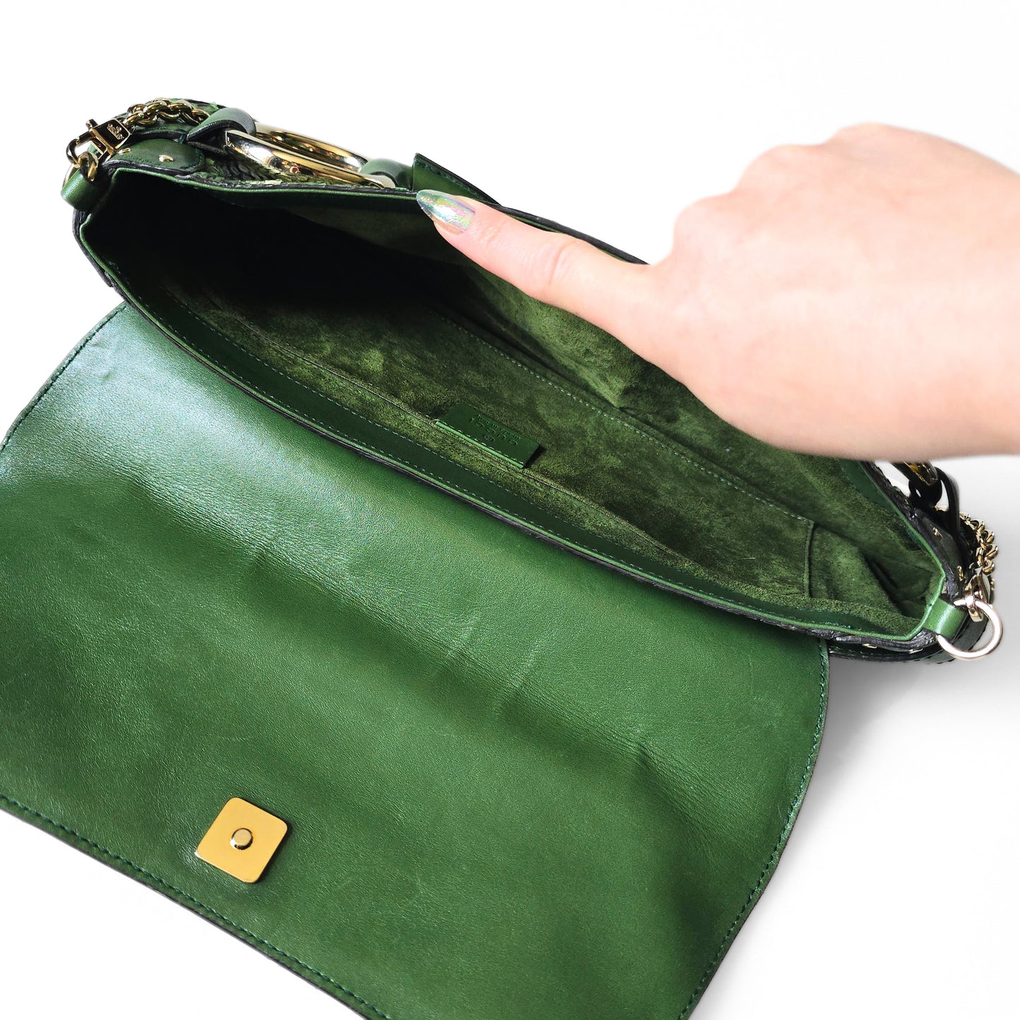 Gucci by Tom Ford Horsebit Clutch Bag XL Green Python Leather