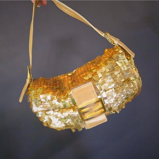 Fendi Baguette Gold Sequins Vintage