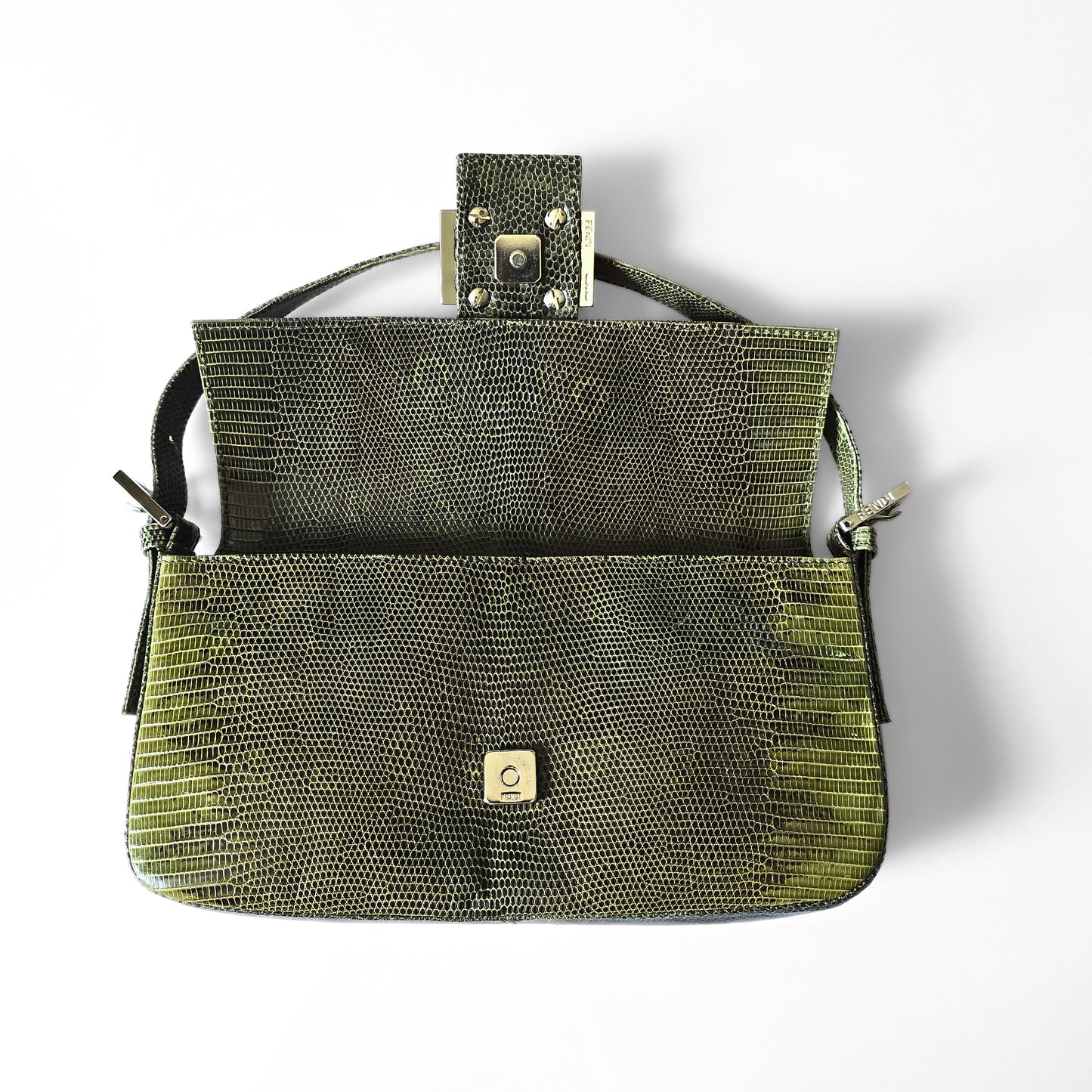 Fendi Baguette Green Ombre Exotic Lizard Leather