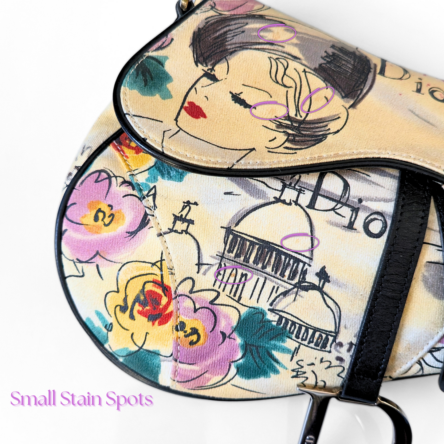 Dior Limited Edition 1950s Paris Sketch Saddle Bag