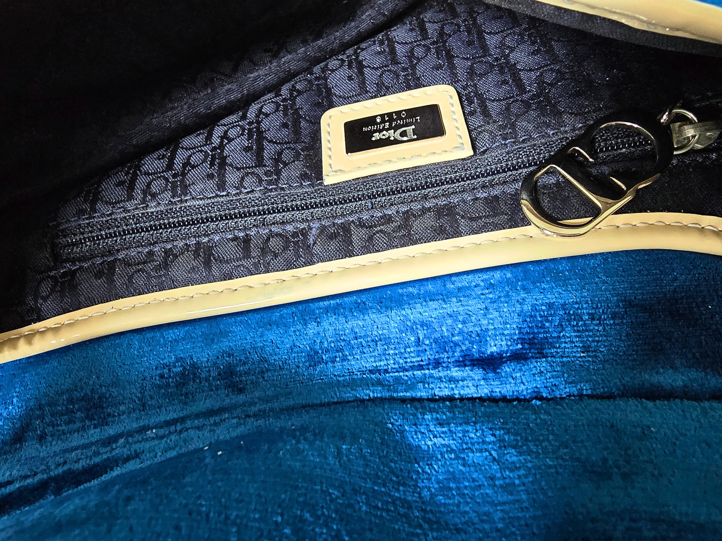 Dior Limited Edition 2003 Adiorable 69 Blue Velvet Saddle Bag