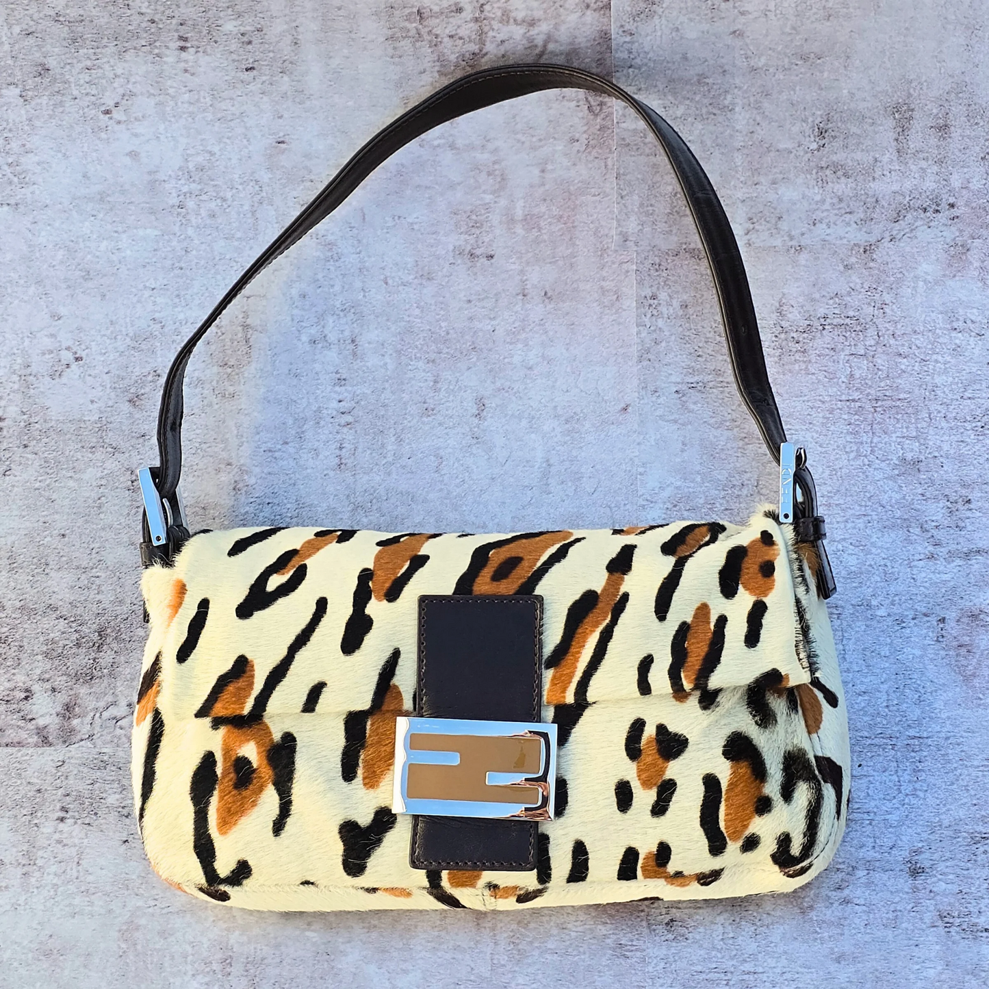 Fendi Baguette Leopard Print Pony Hair