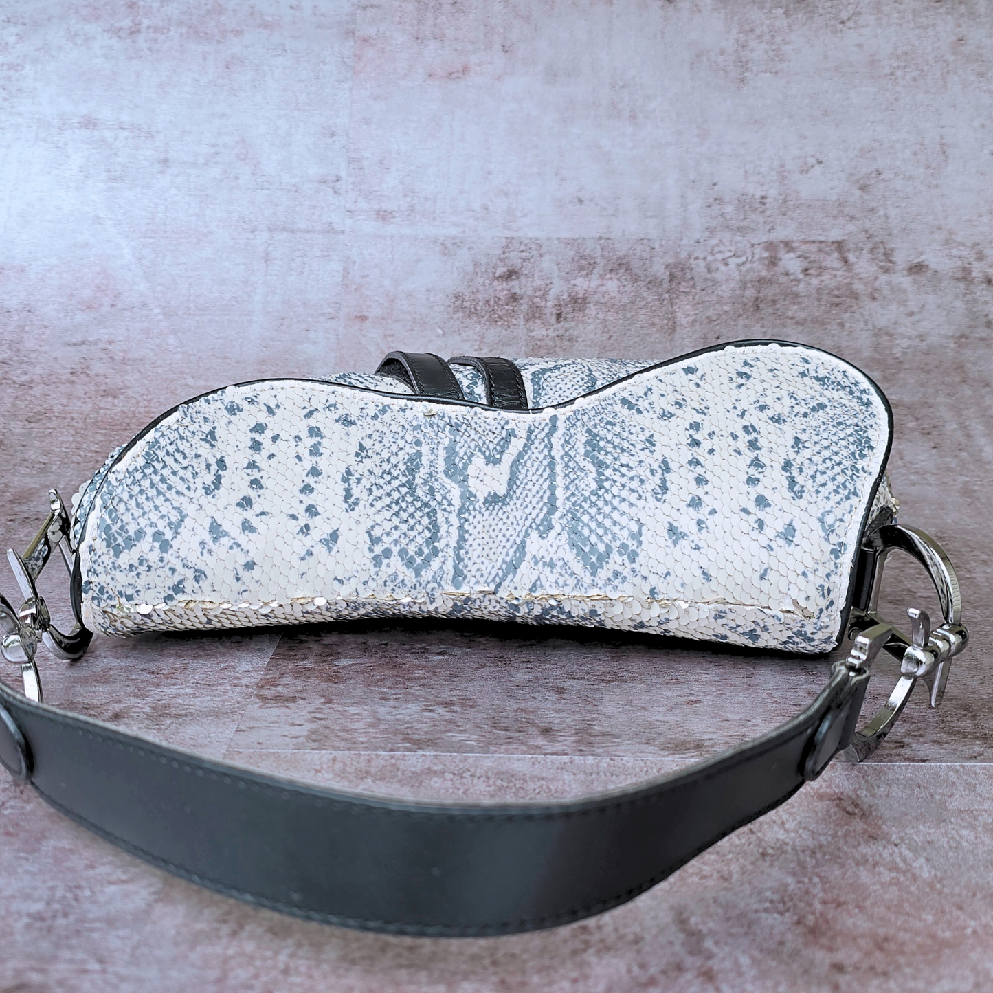 Dior Snakeskin Pattern Sequin Saddle Bag