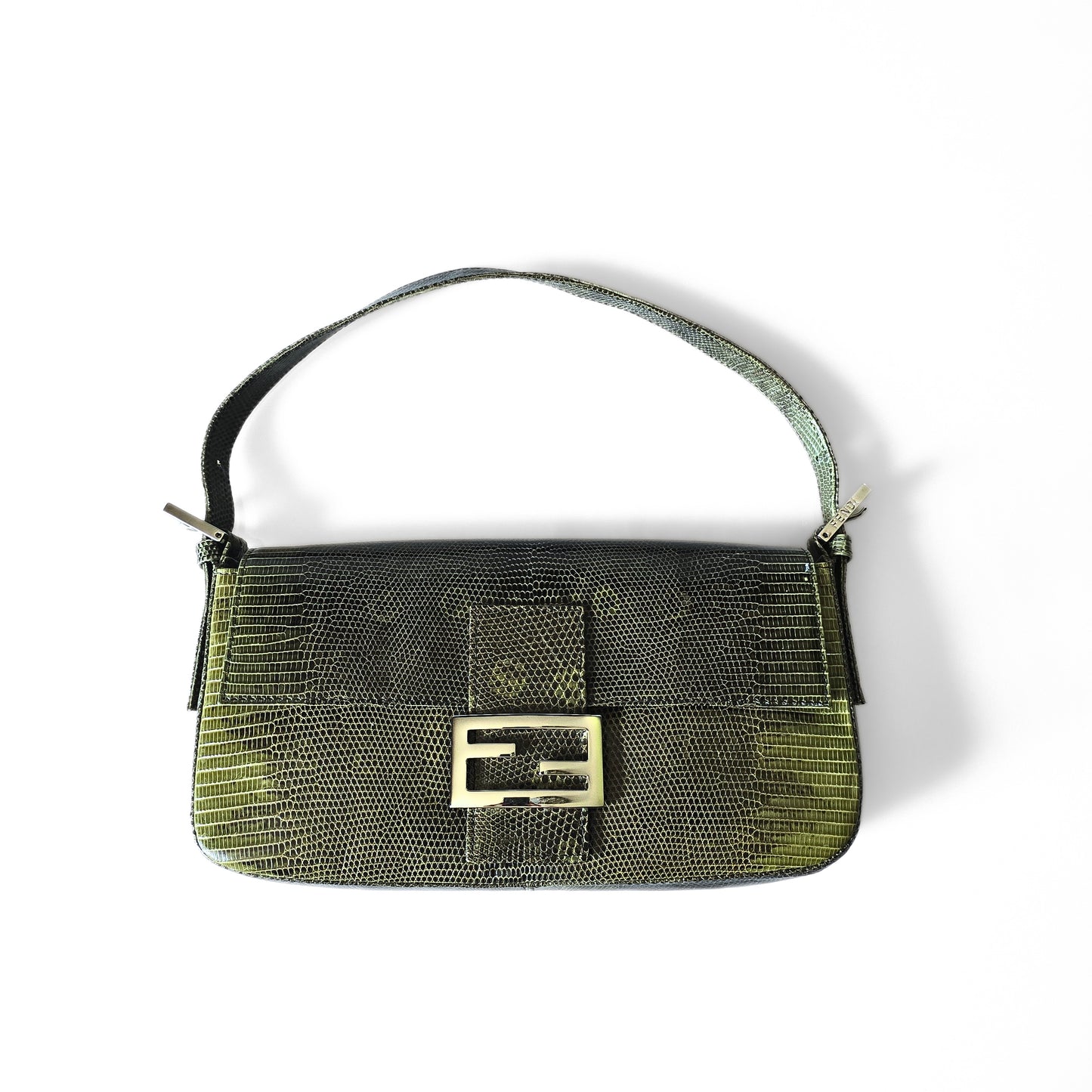 Fendi Baguette Green Ombre Exotic Lizard Leather