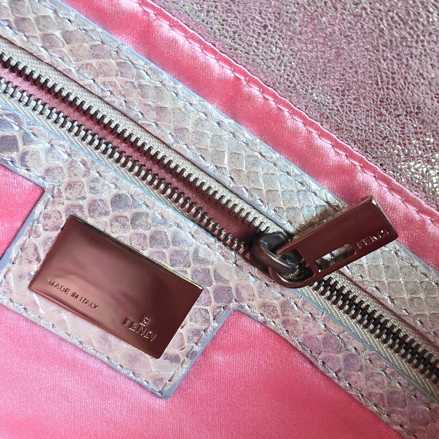 Fendi Baguette Lavender Silver Shimmer Lilac Rhinestone Buckle