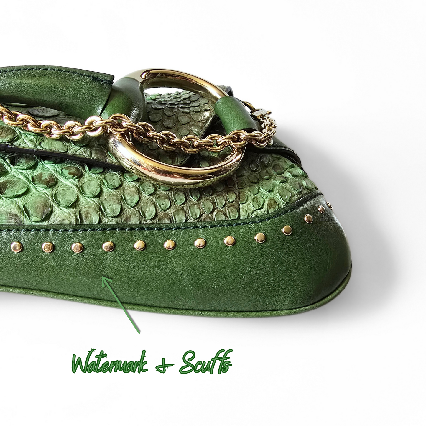Gucci by Tom Ford Horsebit Clutch Bag XL Green Python Leather