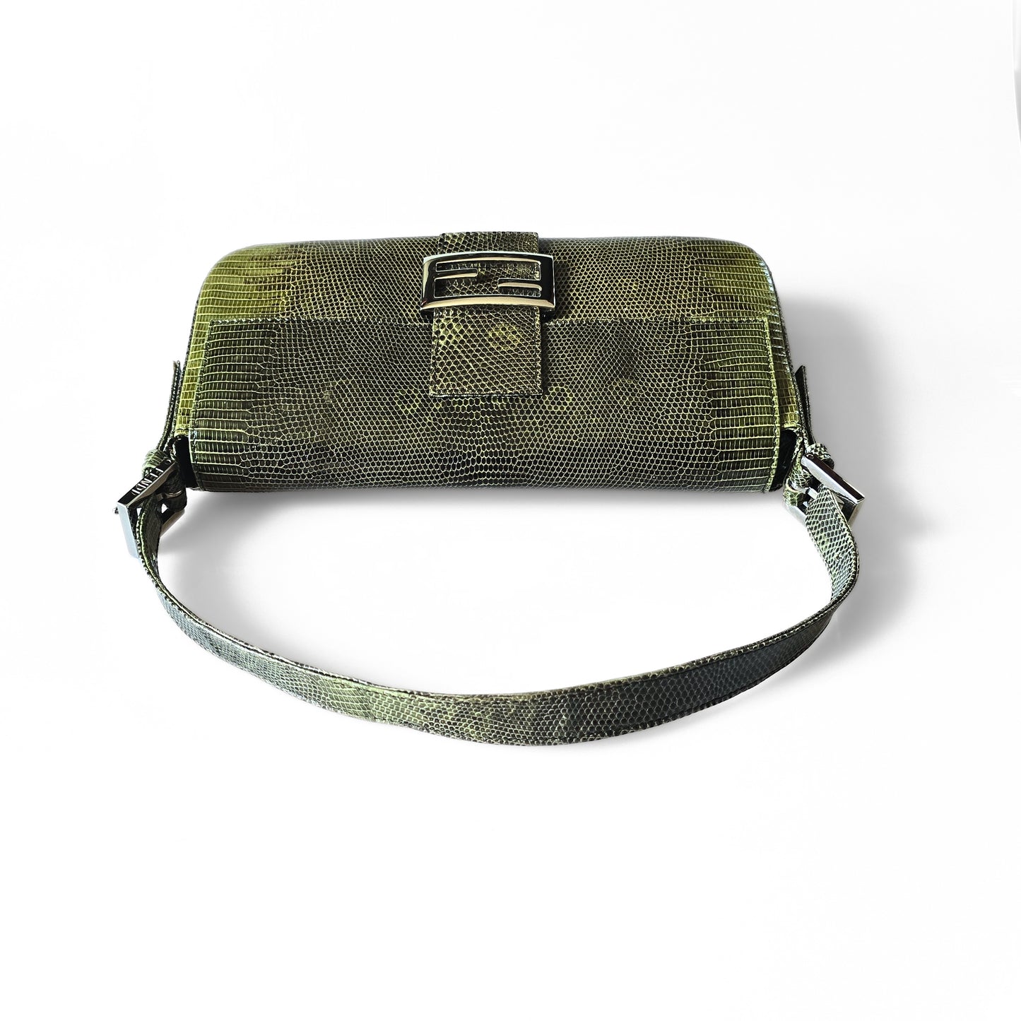 Fendi Baguette Green Ombre Exotic Lizard Leather