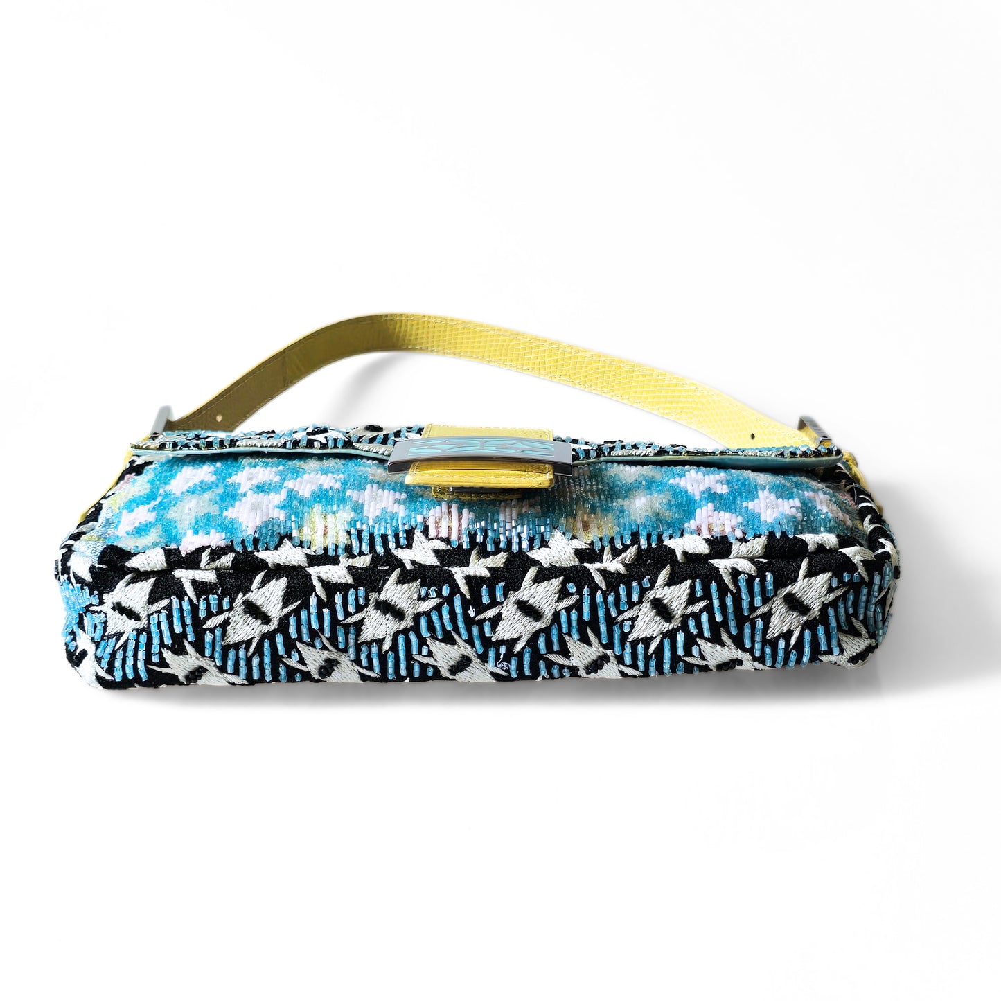 Fendi Baguette Baby Blue Beaded Abstract Embroidery