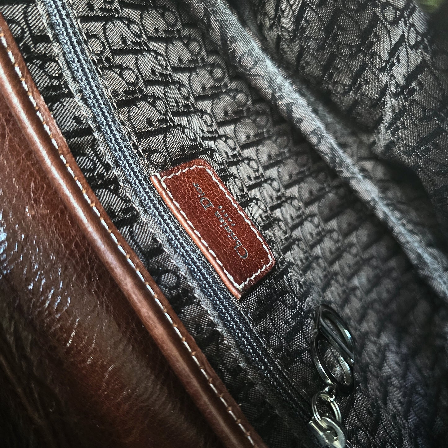Dior Saddle Bag Floral Butterfly Embroidery Brown Leather