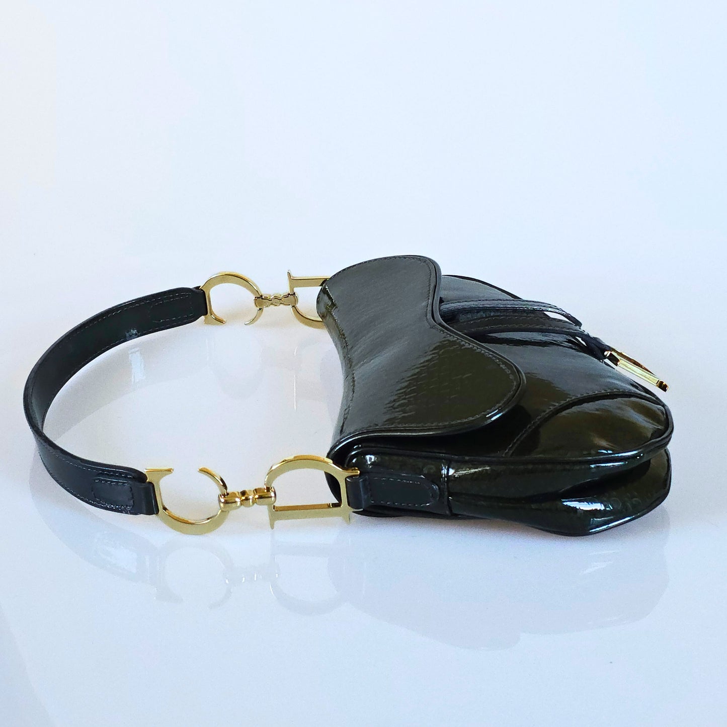 Dior Mini Saddle Diorissimo Patent Leather Green
