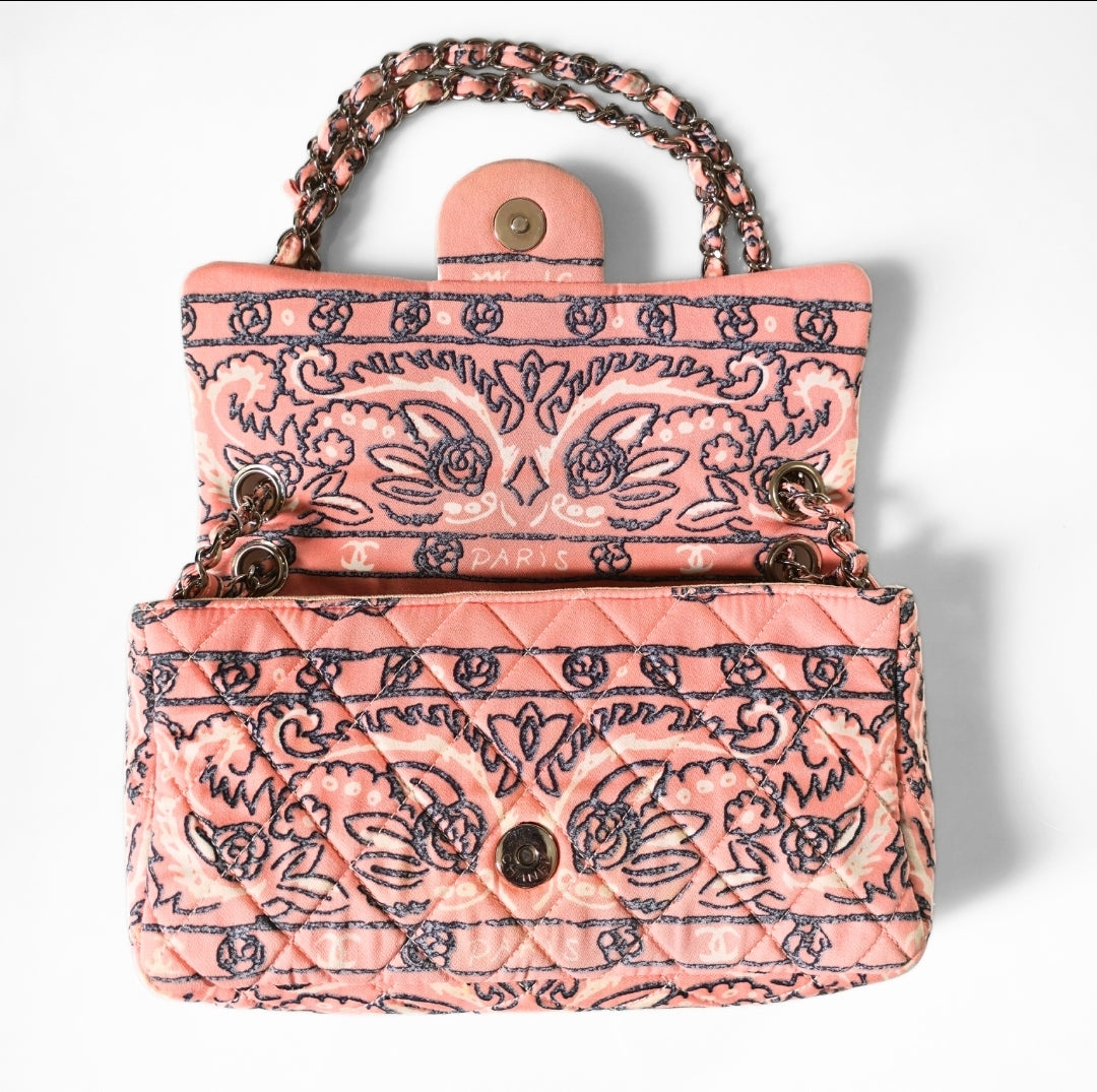 Chanel Paisley Bandana Flap Bag Pink