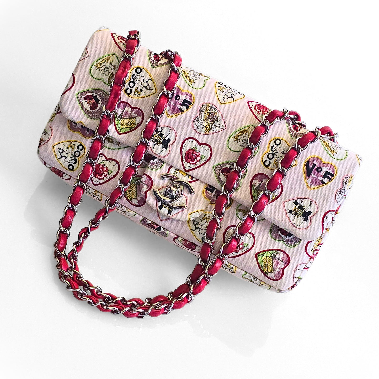 Chanel Valentine Canvas Single Flap Bag Pink