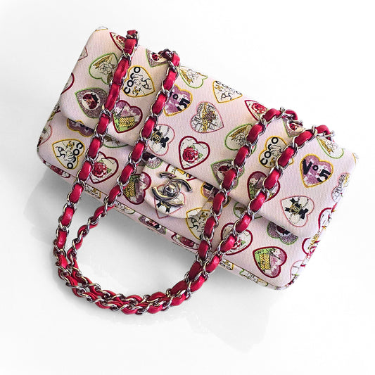 Chanel Valentine Canvas Single Flap Bag Pink